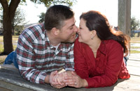 Denise and Robert's engagement portraits at George Ranch in Richmond, Texas.