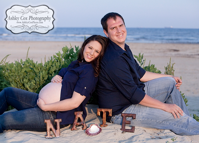 Natalie and Dan Costales maternity portraits on the beach in Galveston.