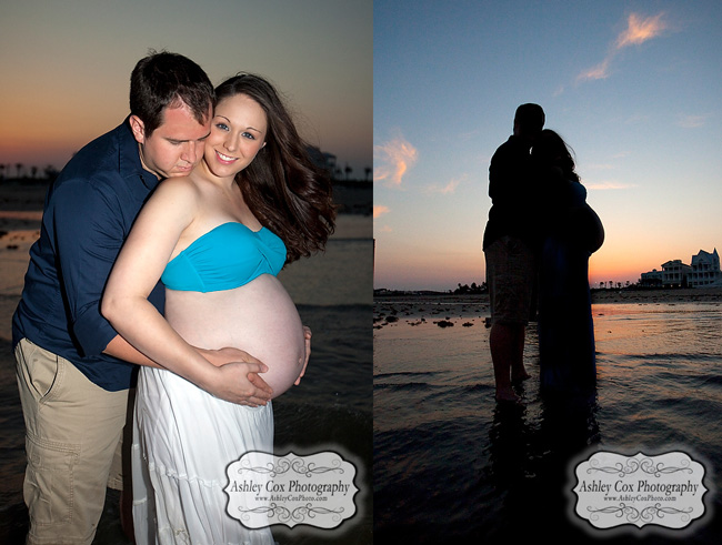 Natalie and Dan Costales maternity portraits on the beach in Galveston.