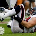 Houston Texans defensive end Connor Barwin wriths on the ground in pain after dislocating his right ankle in the first quarter of a football game against the Indianapolis Colts on Sunday afternoon September 12, 2010 at Reliant Stadium in Houston. The Texans defeated the Colts 34-24 in the season opener.