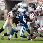 The Houston Texans defense stops Devin Moore on a kickoff return in the first quarter of a football game against the Indianapolis Colts on Sunday afternoon September 12, 2010 at Reliant Stadium in Houston. The Texans defeated the Colts 34-24 in the season opener.